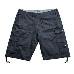 George Men's Black Cargo Shorts Size 44 Flat Front Drawstring Hem Casual Outdoor